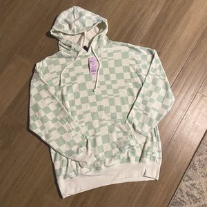 ⭐️NWT! Wild Fable Oversized Checkerd Sweatshirt Green & Cream, Size M